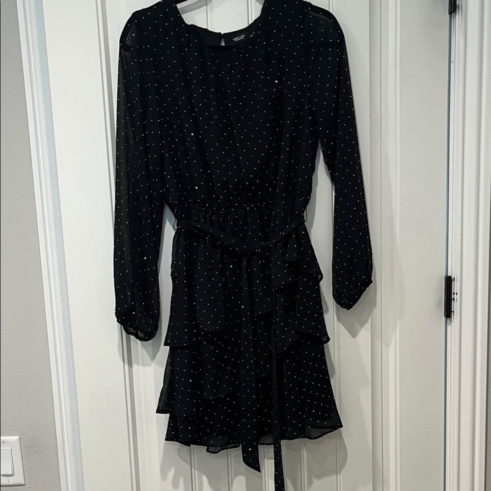 Simply Vera Vera Wang Elegant Black Polka Dot Mini Dress-Size Small